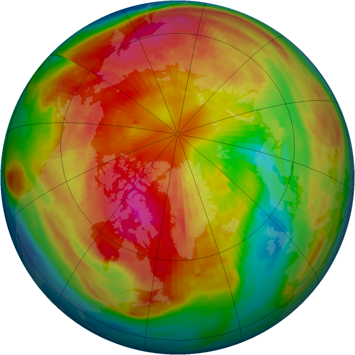Arctic ozone map for 09 March 1985